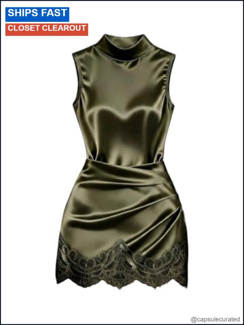 Satin Lace Mini Dress Sleeveless Bodycon Party Wedding Guest Club